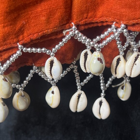 Indian Decorative Scarf Mirror Work & Shell Trim – 93" x 40" – For Upcycle/Repur - Picture 3 of 3